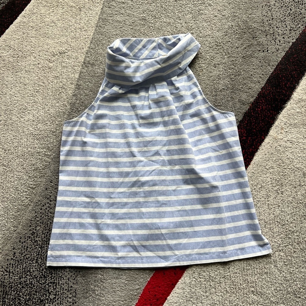 Sail To Sable Blue Striped Nautical Sleeveless Top